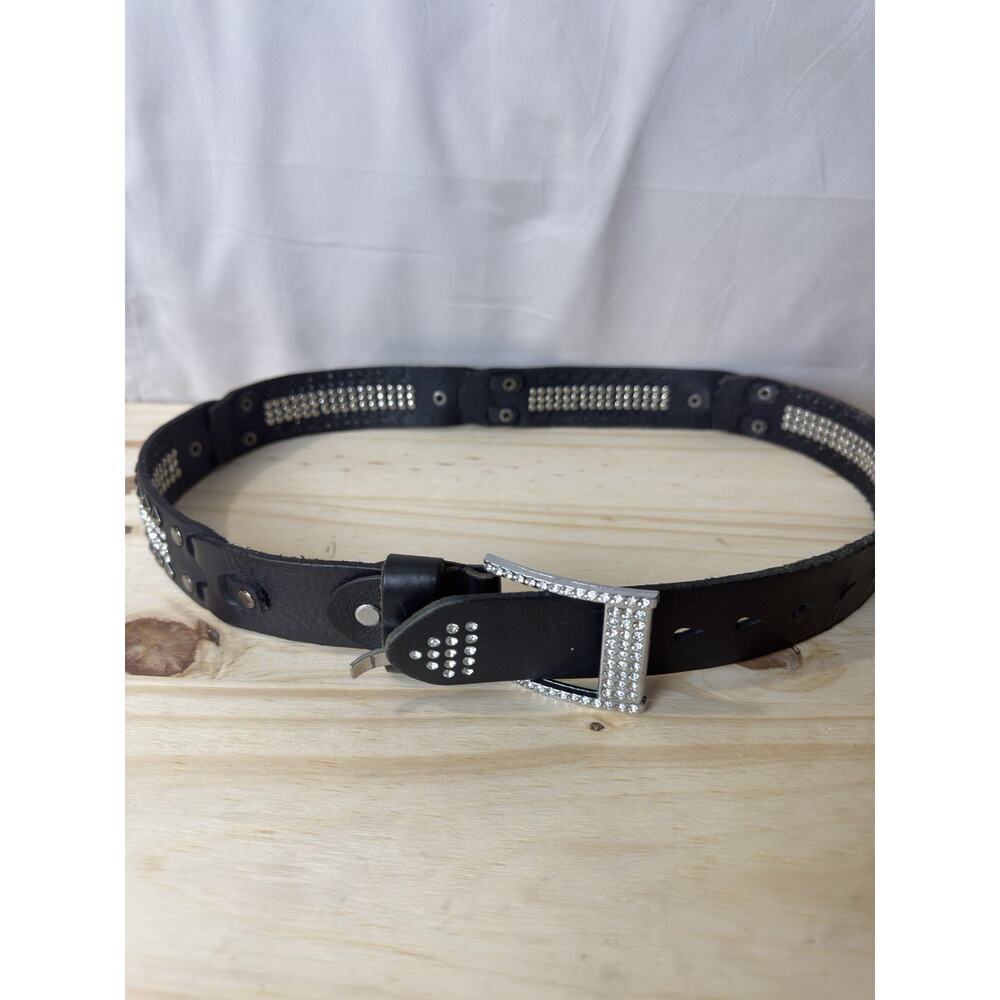 Daytrip Belt Black Genuine Leather Women’s M Rhinestones & Studded Bling - Picture 2 of 13